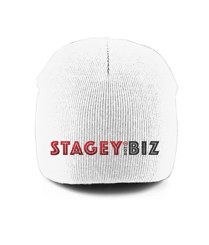 THE STAGEY.BIZ PULL ON BEANIE (PALE)